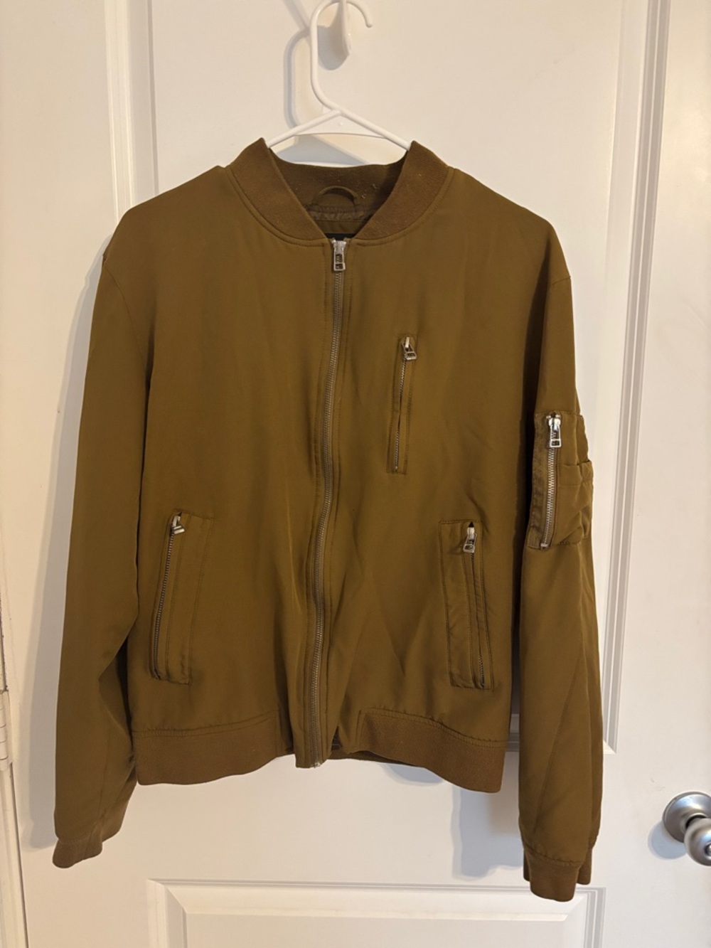 Forever 21 Brown Men's Bomber Jacket with Zip Details